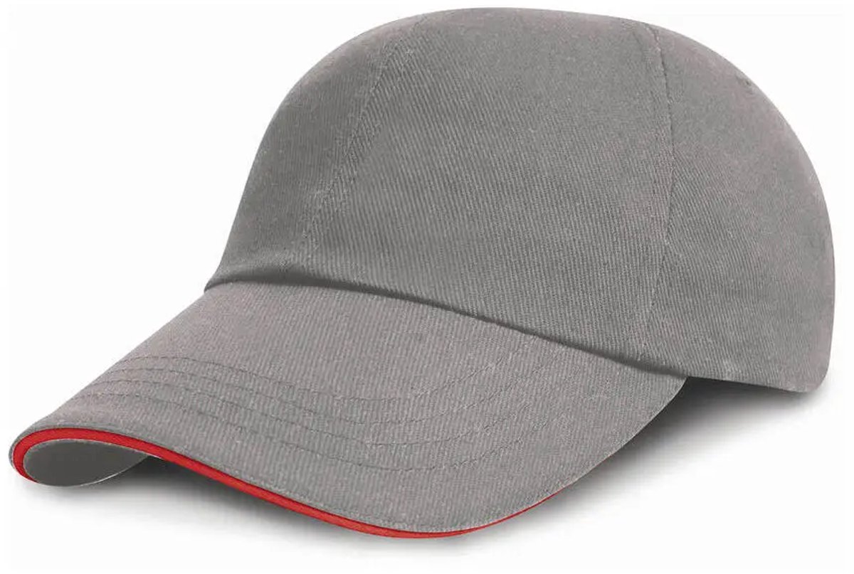 Result Heavy Brushed Cotton Cap RH24P - GREY/RED - One size