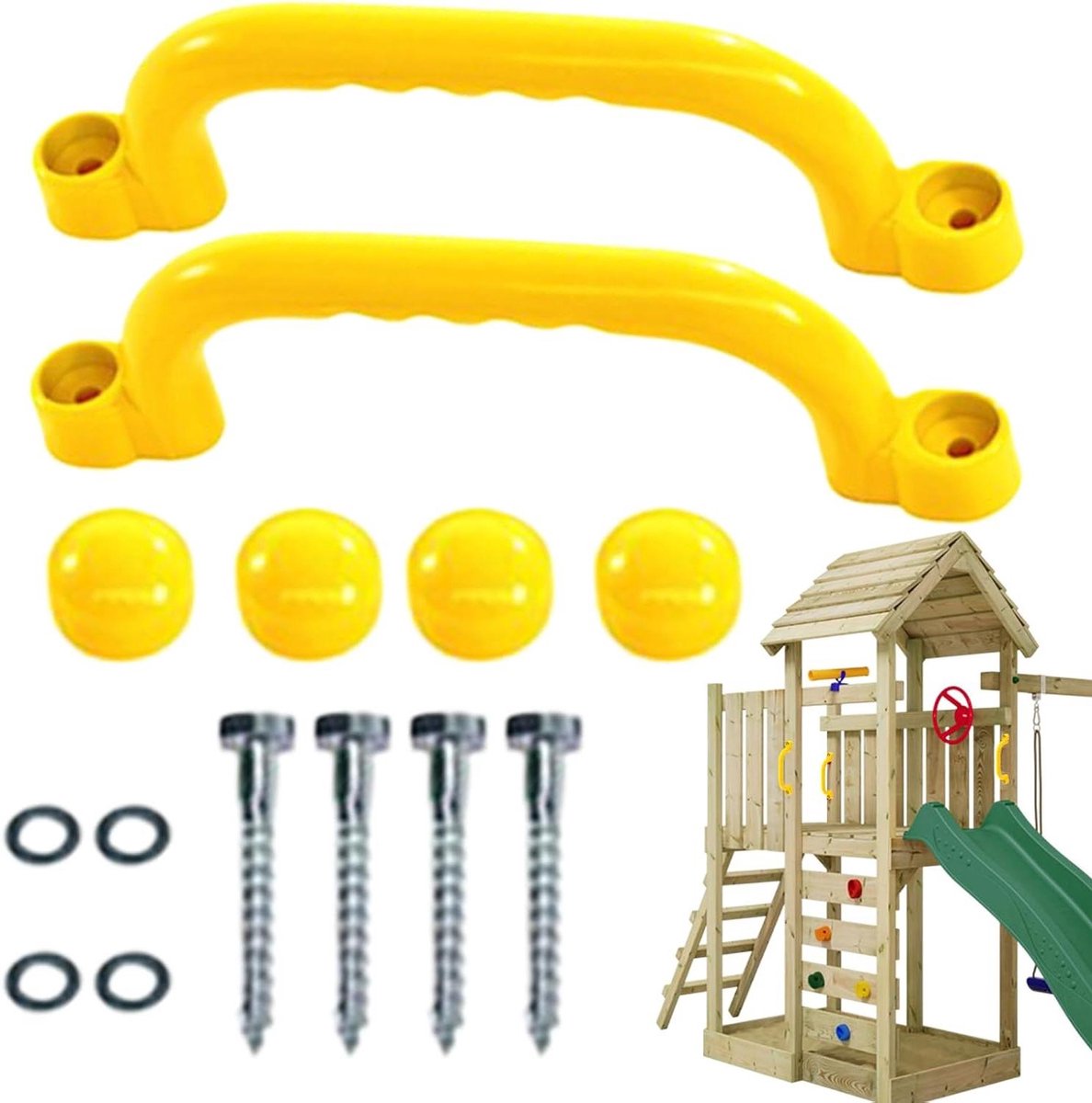 Klimhandvatten - Veilige Handgrepen - Speeltoestel Beveiligen - Geoptimaliseerde Gripstructuur - 26 x 8 x 8 cm - Geel