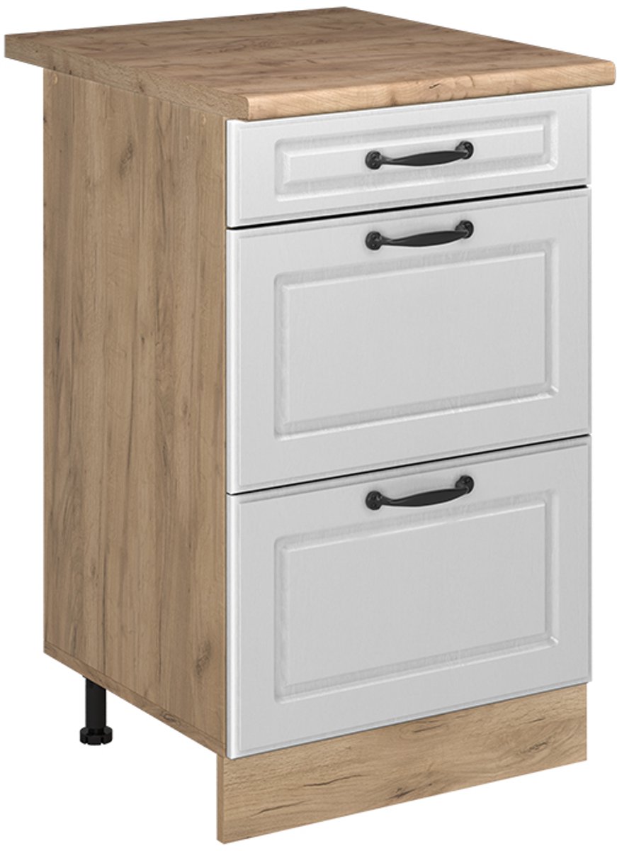 Vicco Keukenonderkast R-Line, Wit landelijk/Goudkleurig Eiken, 50 cm goudkleurig eiken werkblad
