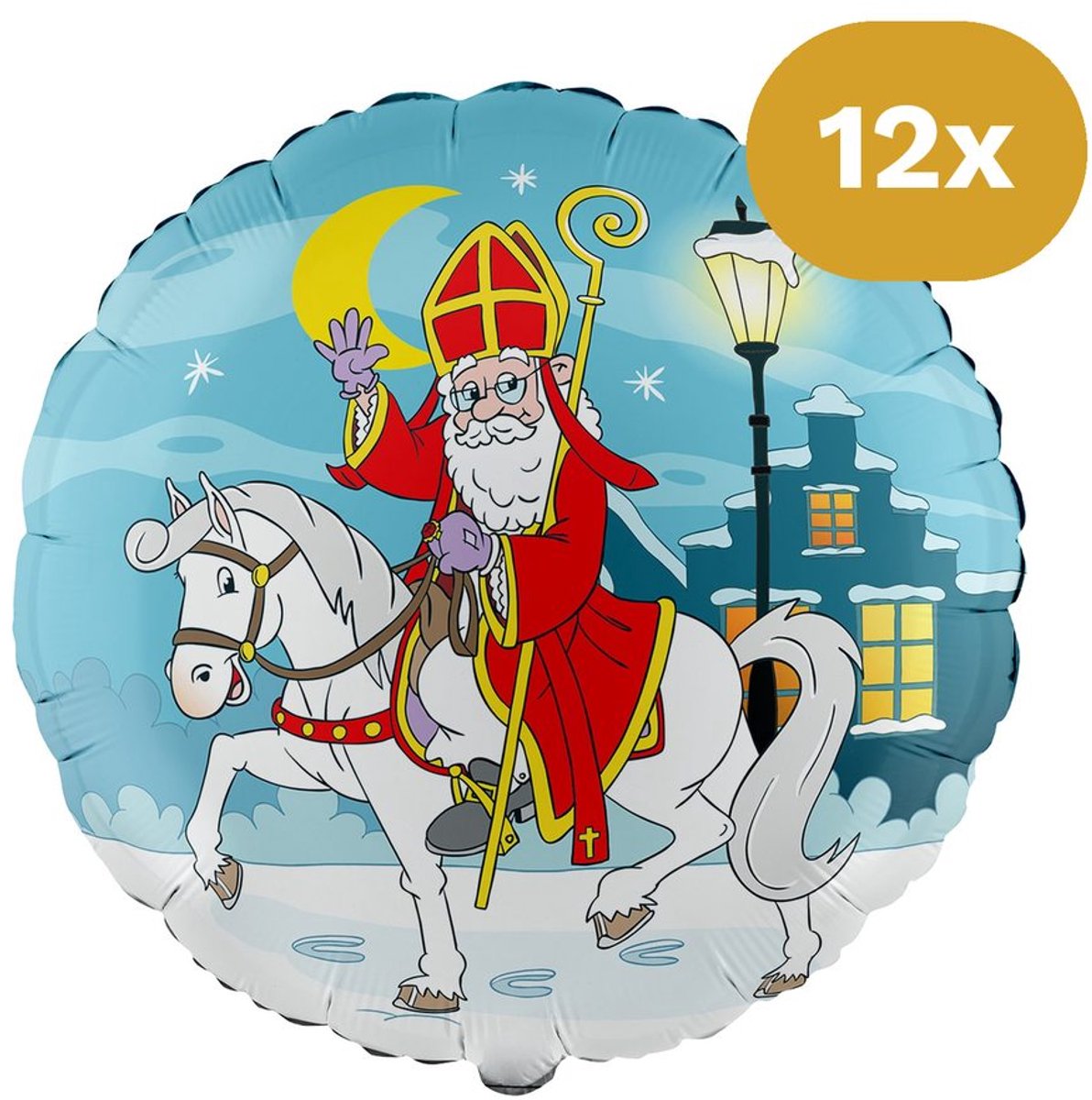 12x Sinterklaas Folieballon 18 inch / 46cm - Sint te Paard - Decoratie Versiering Pakjesavond