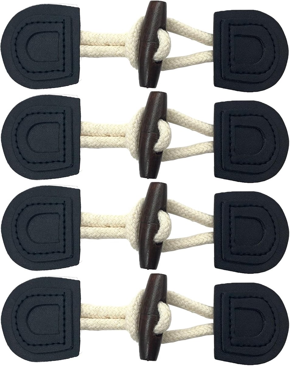 4 Paar Houten Knopen met Hefsluiting voor Jassen, Pullover en Trenchcoats - Decoratieve Elementen voor Mode en Accessoires