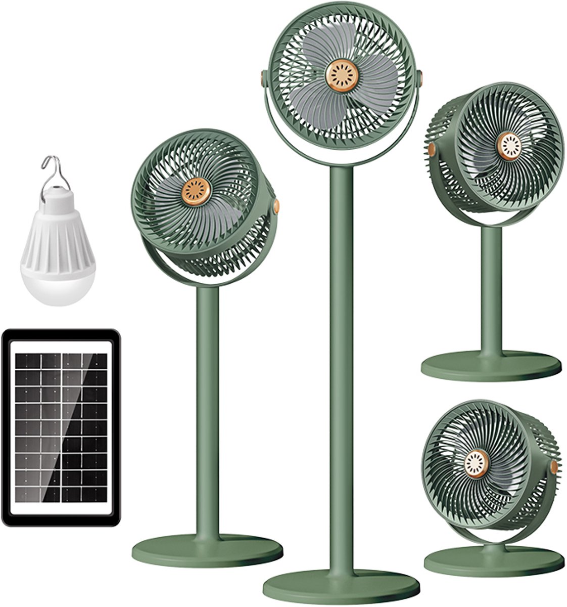 Sanorum Intrekbare staande circulatieventilator op zonne-energie, USB voeding, krachtige luchtstroom, 3-in-1 multifunctioneel, voor thuisgebruik en buiten kamperen