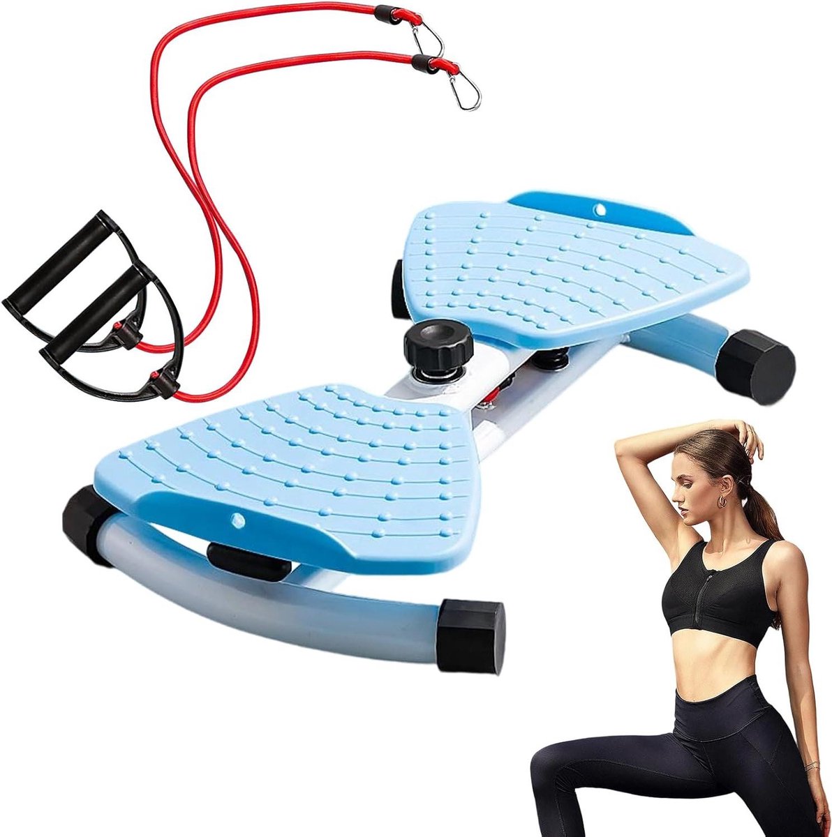 Buiktrainingsapparaat - Twist board - Thuis fitness - Geruisloos ontwerp - 51 x 34 x 10.2 cm - Blauw