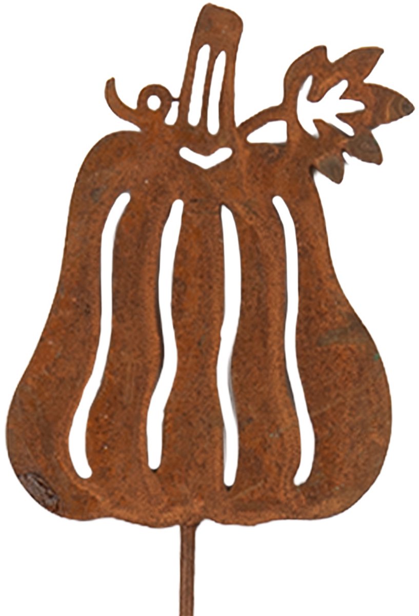 Clayre & Eef Tuinsteker Pompoen Bruin Metaal Herfst decoratie