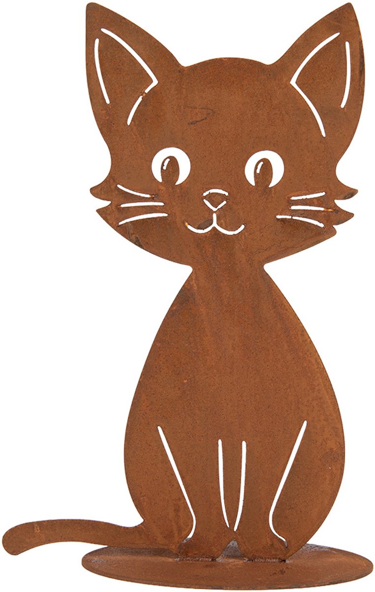 Clayre & Eef Tuindecoratie Kat Bruin Metaal