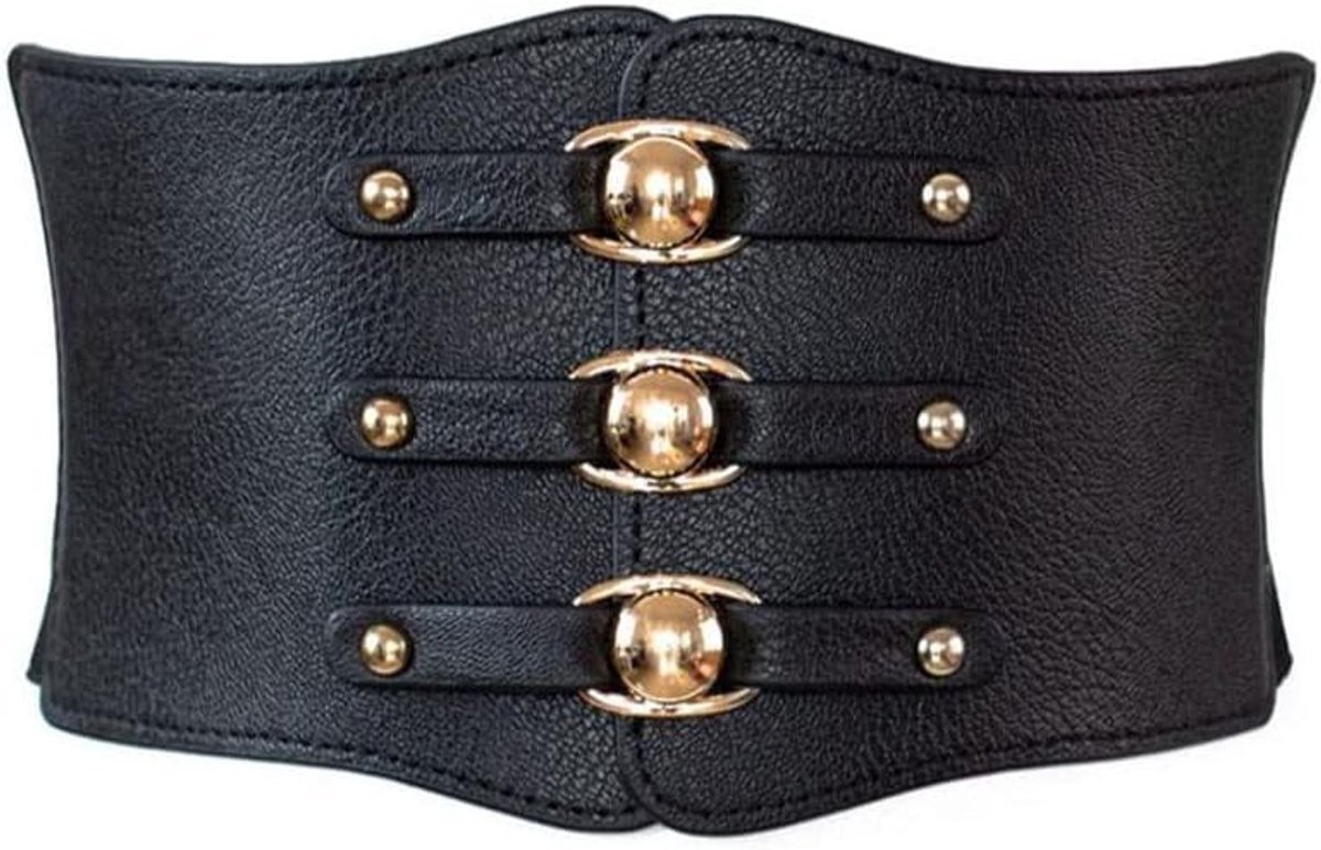 Elastische Damesjurriem - Brede Tailleband voor Corsetstijl - Zwart, One Size, Perfect voor Casual en Formele Outfits