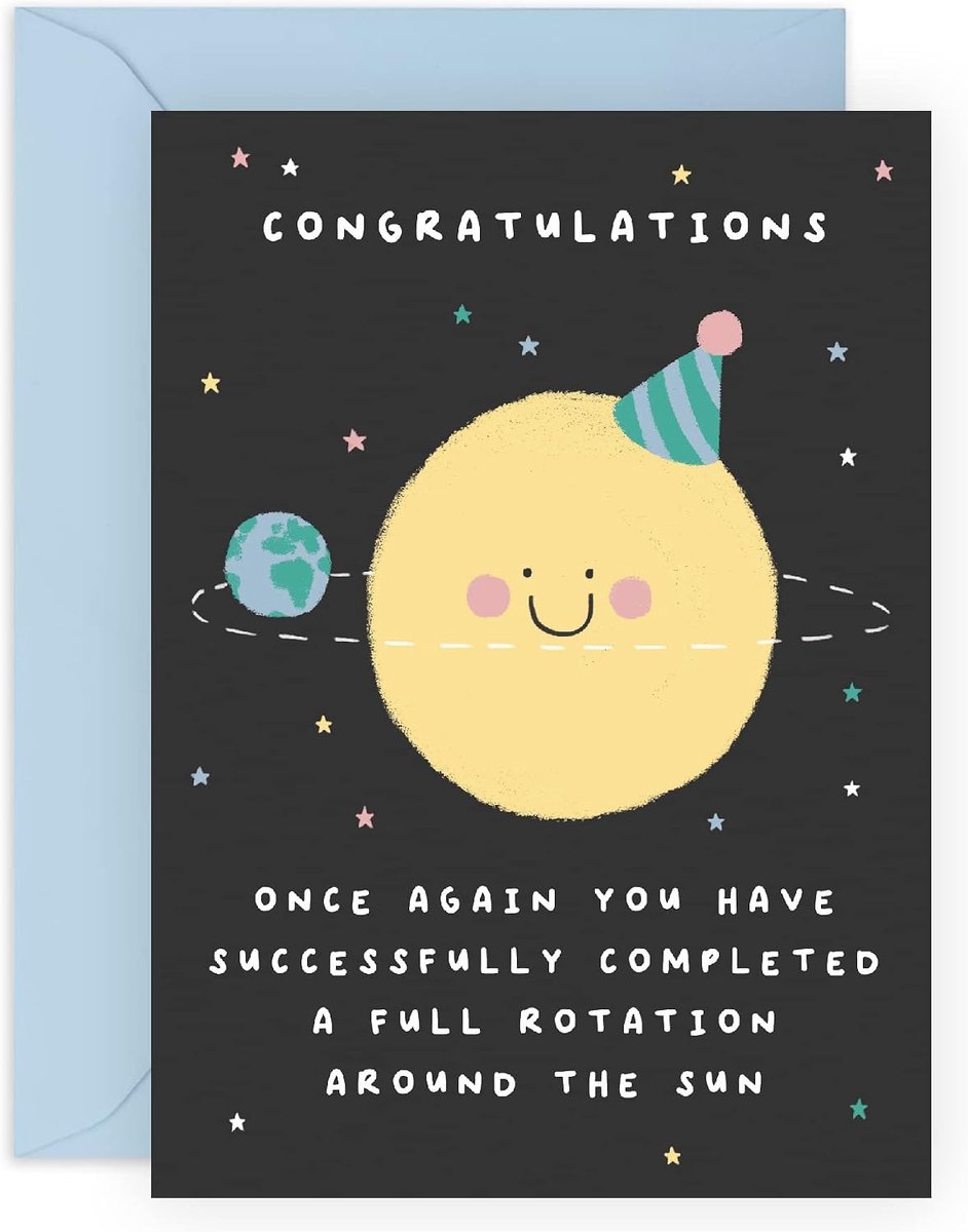 Verjaardagskaart voor hem of haar - schattige verjaardagskaarten voor dames - ruimteplaneten - grappige verjaardagskaarten voor mama papa zoon dochter - wordt geleverd met leuke stickers - door