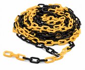 Technosafety Afzetketting 22 meter – Geel / Zwarte kunststof ketting - Signaalketting