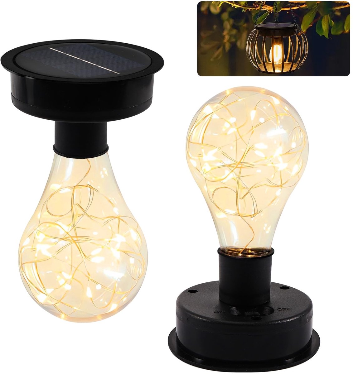 Omgoods - Set van 2 Vervangbare Zonnepaneel voor Tuinverlichting