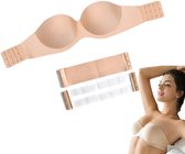 Strapless Push up BH - Wing Bra - Open rug – Geschikt is voor dagelijks gebruik, bruiloften en de zomer - Variabel 70A tot 80A - Skin - Beige - LOUZIR