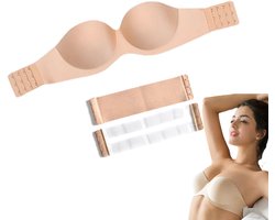 Strapless Push up BH - Wing Bra - Open rug – Geschikt is voor dagelijks gebruik, bruiloften en de zomer - Variabel 70A tot 80A - Skin - Beige - LOUZIR