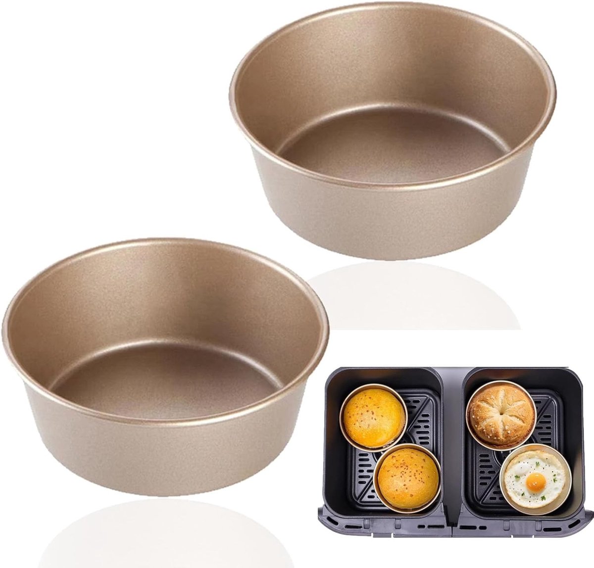 Eierkoker - Goud - 11,3 x 4 cm - Koolstofstalen Mini Ovenvormen - Voor Airfryer en Bakken