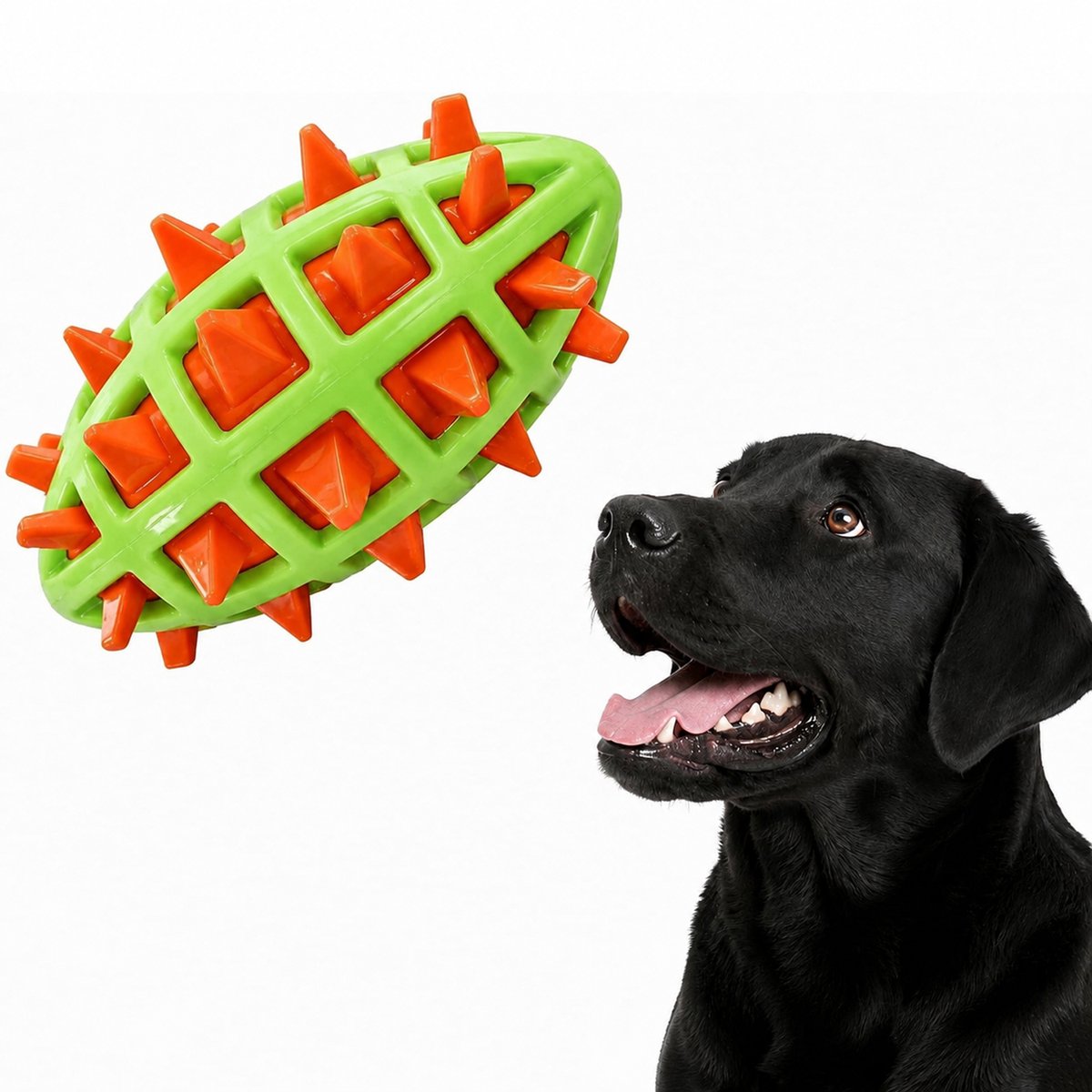 Ulisem - Hondenspeelgoed voor Grote Honden – Rubberen Kauwspeeltje – Stevige Football Hondenbal met Noppen – voor Kauwen, Apporteren & Spelen -B