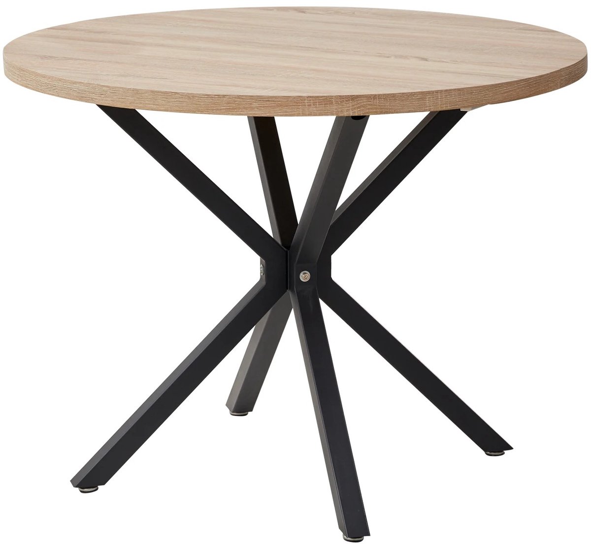 DeltaMerch Eettafel - Ronde tafel - Eetkamer - Massief houten tafelblad 3,5 CM dik - Eenvoudige montage - 100 CM - Lichtbruin