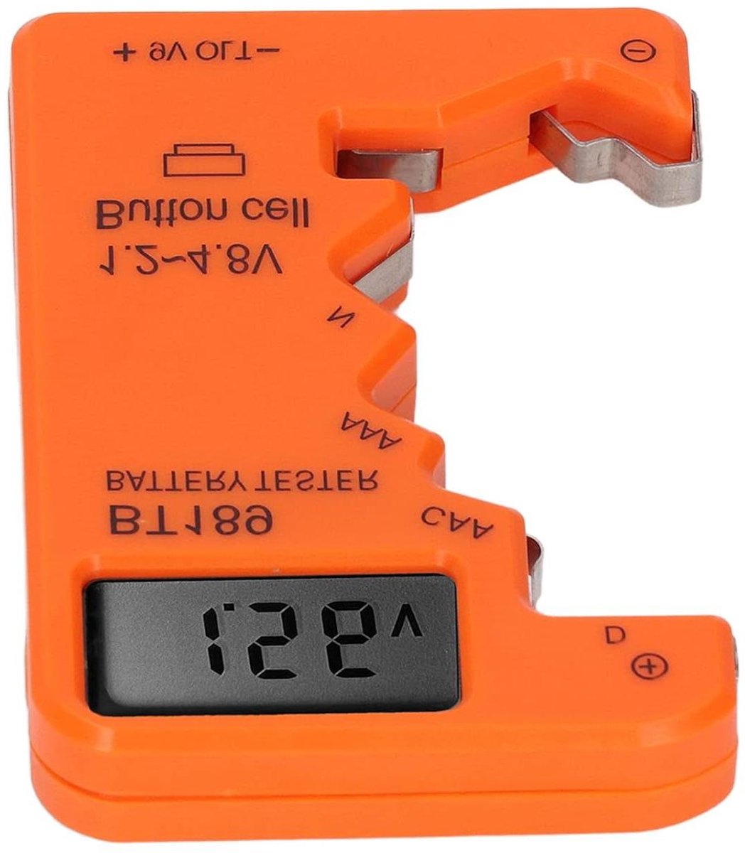 Batterij Tester - Capaciteitsmeter - Batterijen Controleren - Digitaal Display - Compact Ontwerp - Oranje