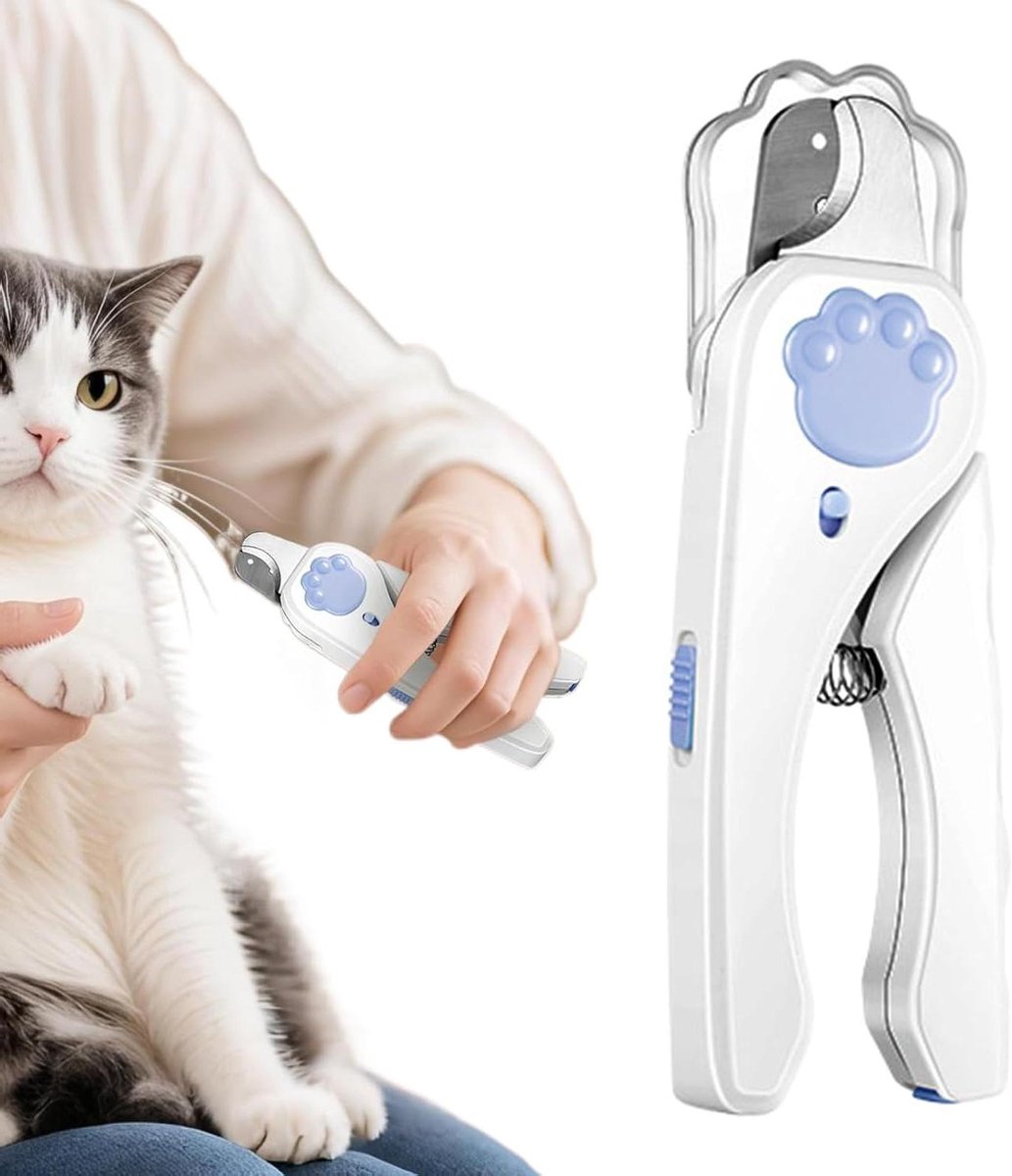 Nagelknipper Huisdier - Katten Honden - Veilige Verzorging - Dubbel LED Licht - 16x6 cm - Blauw