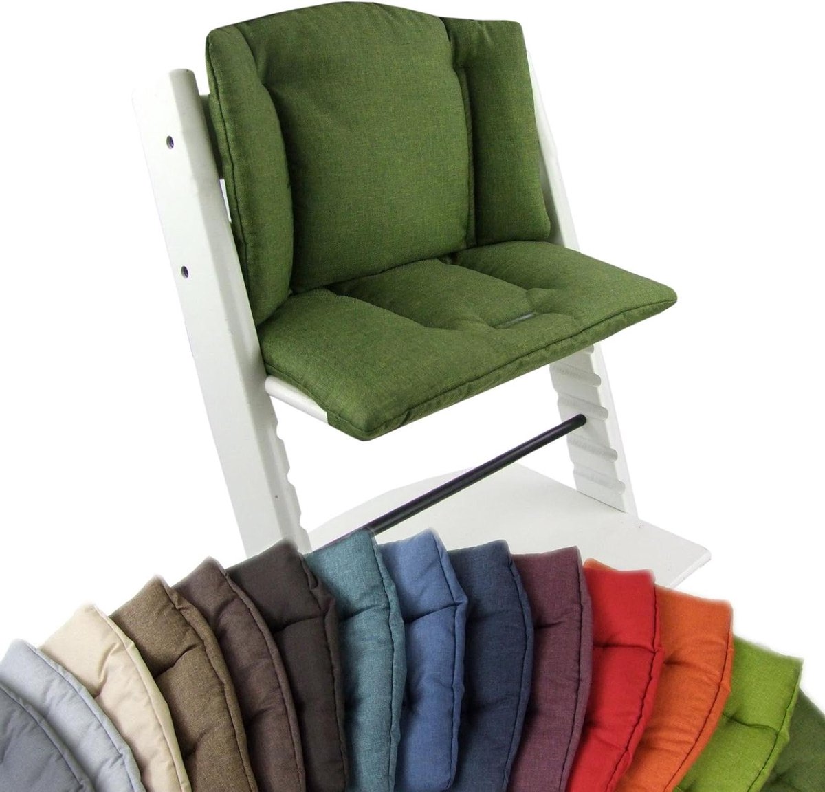 Zitkussenset Hoge Stoel - Kinderstoel Kussen - Comfortabel Zitten - Waterafstotend Materiaal - 2-delige Set - Groen