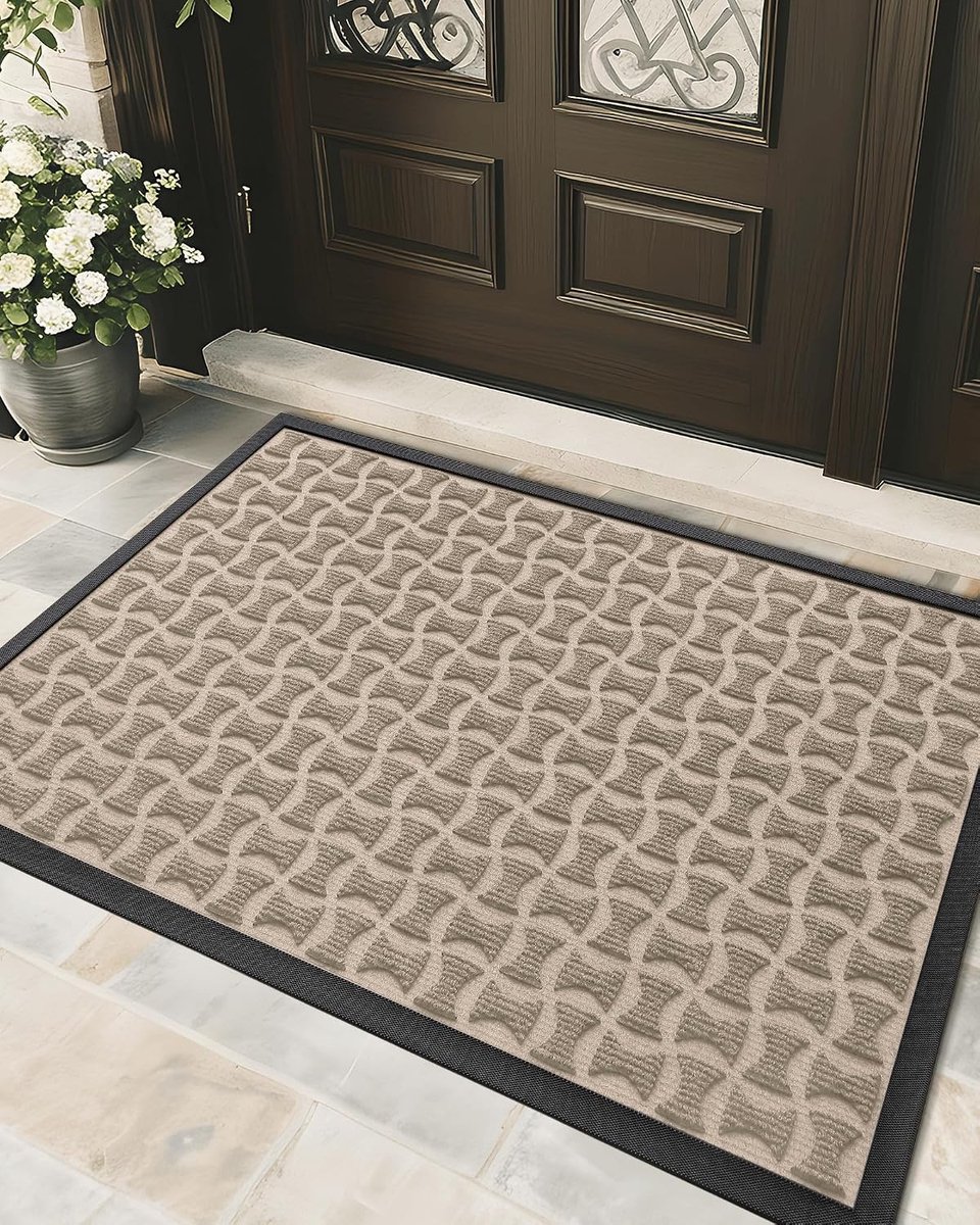 Buitentapijt 32 x 48 Inch - Vuilaftrapmat, Antislip en Duurzaam voor Binnen en Buiten, Khaki Kleur