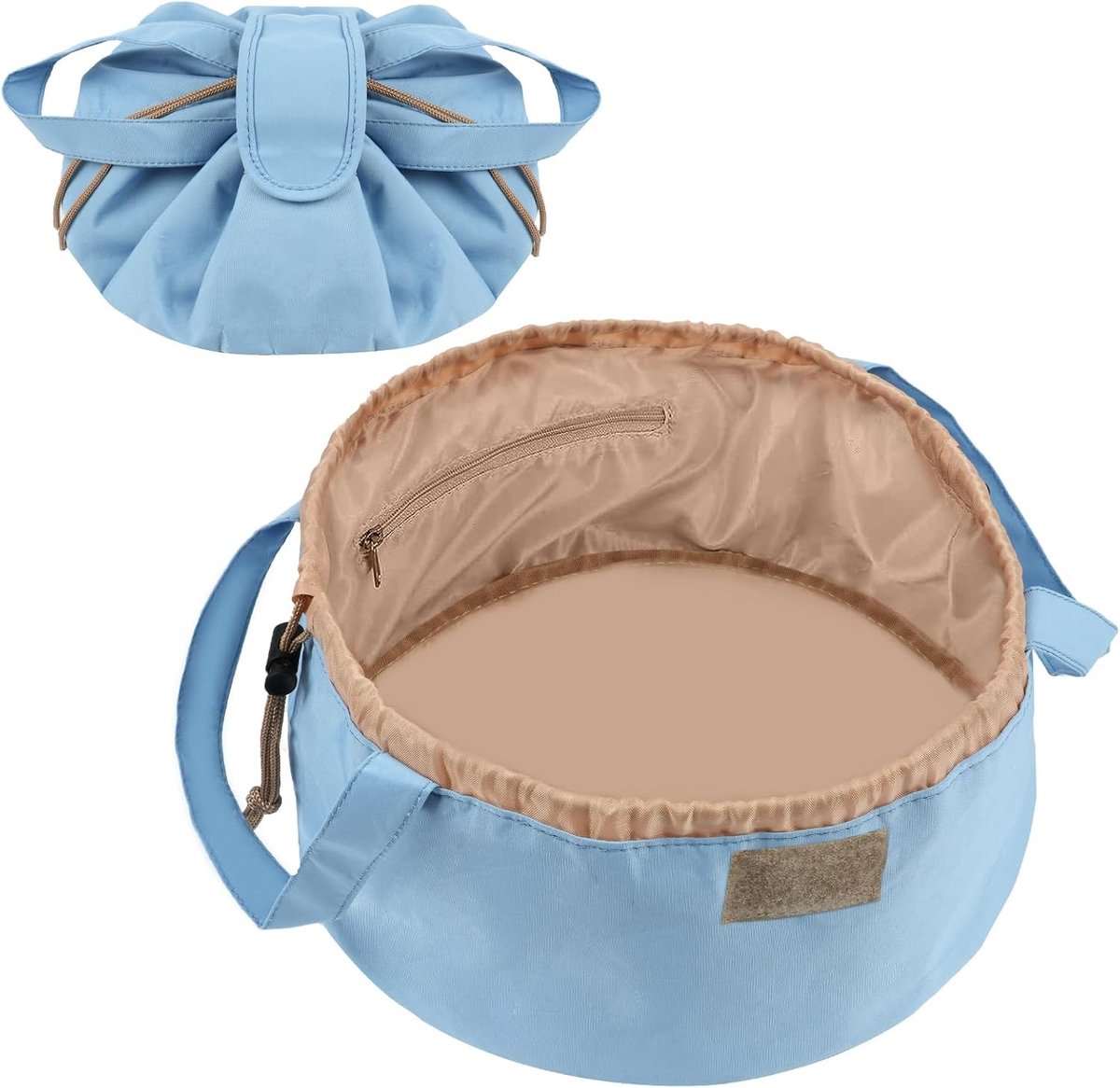 Grote Capaciteit Make-up Tas met Trekkoord, Draagbare en Snelle Inpakoplossing voor Dagelijks Gebruik, Ideaal voor Vrouwen (Blauw, 1 Stuk)