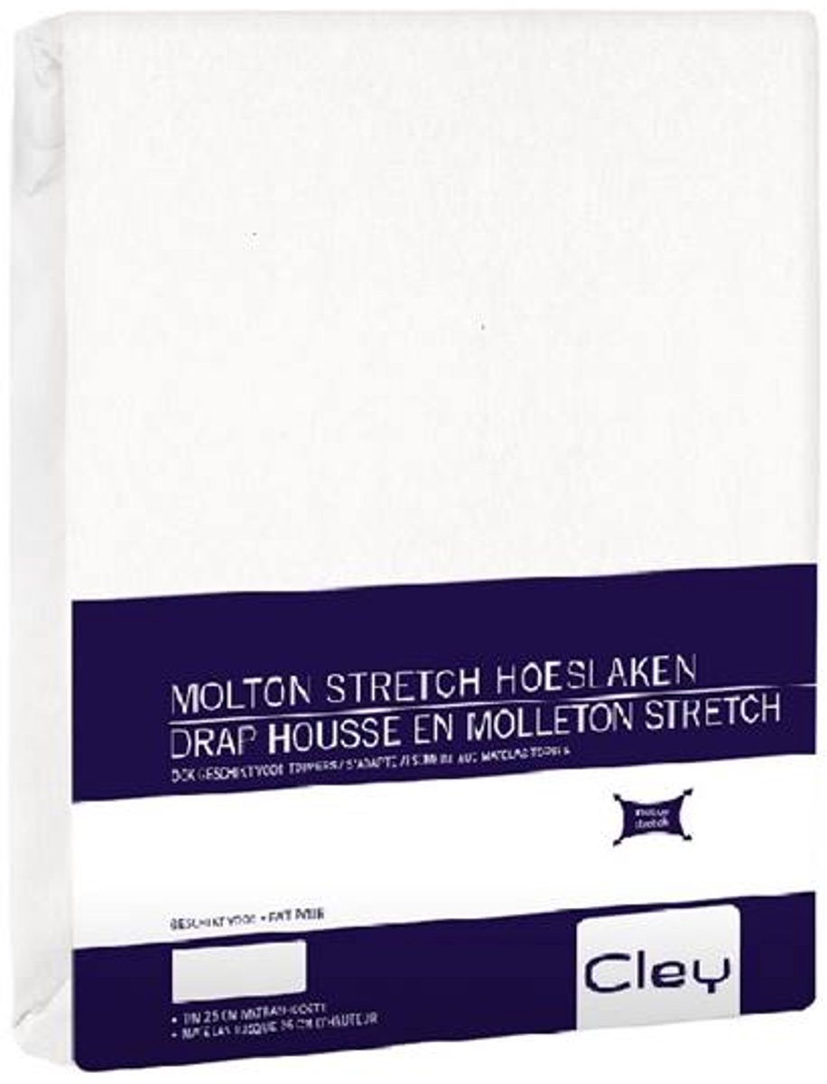 Cley Molton Stretch Hoeslaken 180gr - Wit - 140x200 cm