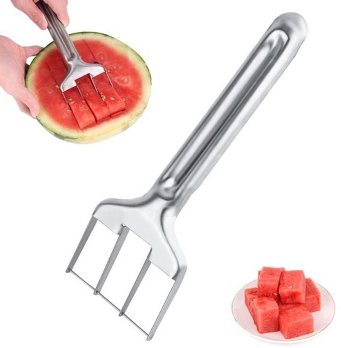 Watermeloen Snijder - RVS Fruit Snijgereedschap voor Thuis en Kamperen - Compact en Efficiënt