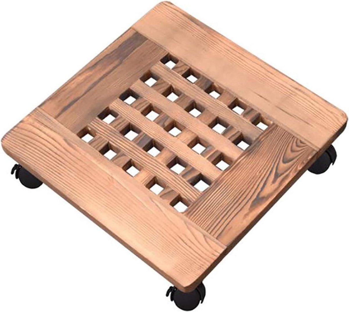 Houten Plantenwagen - Bloempotstandaard Plantenpallet - Planten Verplaatsen - 360 Graden Wielen - 35 cm - Bruin