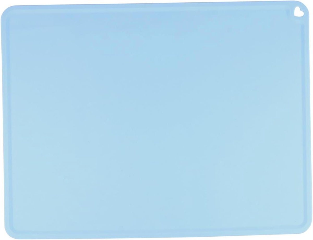 Huisdieren Voermat - Hondenmat Voerbak - Voorkom Knoei - Antislip Onderkant - 41x31 cm - Blauw