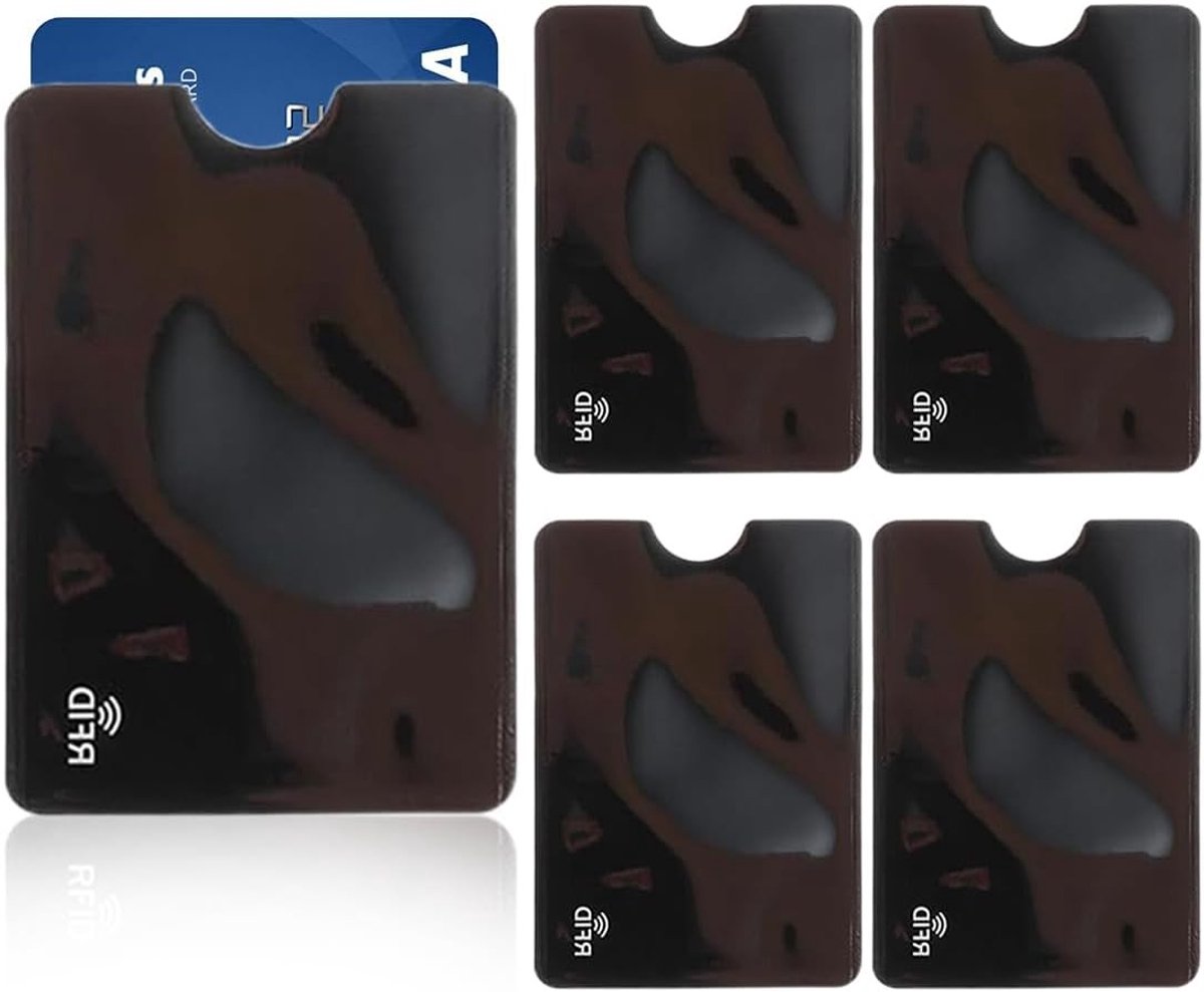 Set van 5 RFID Kaarthouders, Bescherming tegen Diefstal, Veiligheid voor Creditcards, Contactloze Kaartbeschermer, Anti-Fraude Oplossing, Zwart Design