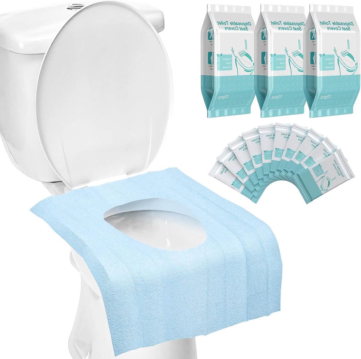 Wegwerp WC-Brilhoezen - Reis WC-hoezen - Hygiënisch op Reis - Extra Groot Ontwerp - 30 stuks - Wit