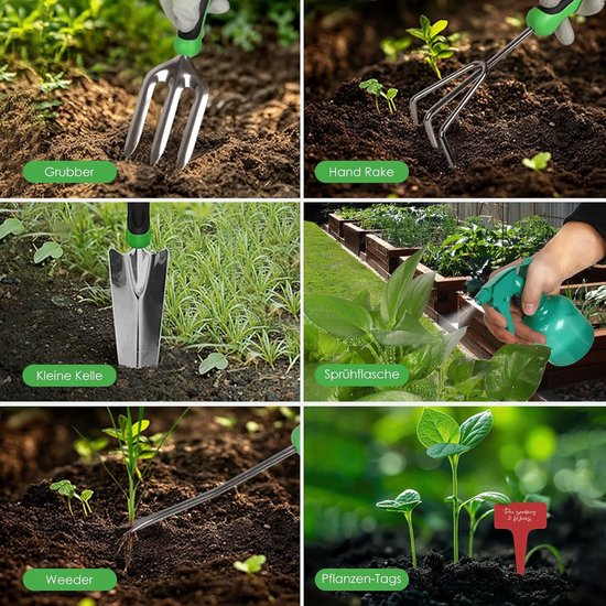 Tuinierset - Groen - 10-delige Tuingereedschapset met Tas - Duurzaam Roestvrij Staal - Voor Tuinliefhebbers — afbeelding 5
