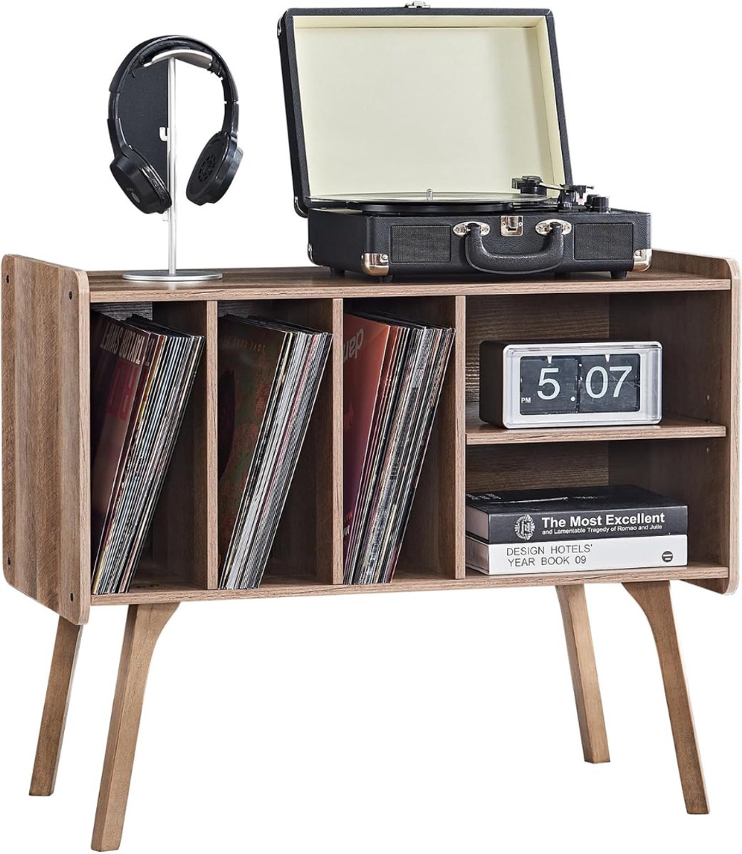 SNJY® Platenspeler Meubel - Platenspeler Kast - LP Houder - Platenhouder - 40D x 80B x 68H cm - Eikenkleur