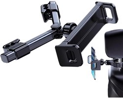 Tablethouder Auto - Hoofdsteun Houder - Reizen Entertainment - Flexibele Lange Arm - 4-15 inch - Zwart