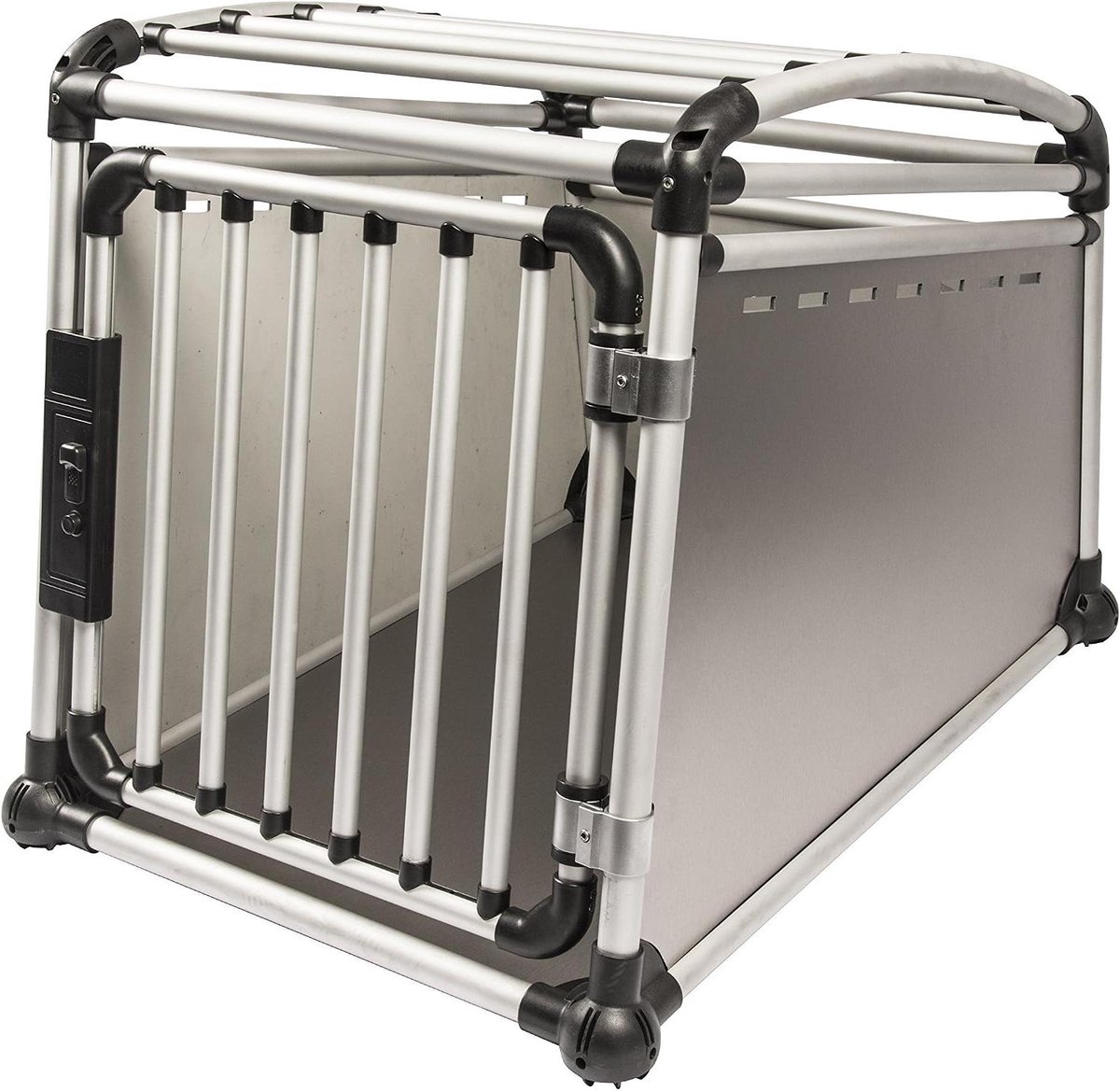 Transportkooi Auto - Hondenkooi Autobench - Veilig Vervoer Hond - Hooggesloten Wanden - 63 x 88 x 67 cm - Zilver