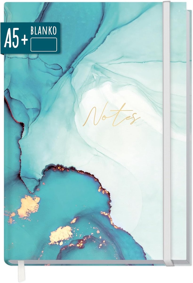 Digitaal notitieboek - Emerald Gold - A5+ - Blanco journal met elastieken band - Voor creatief schrijven en tekenen