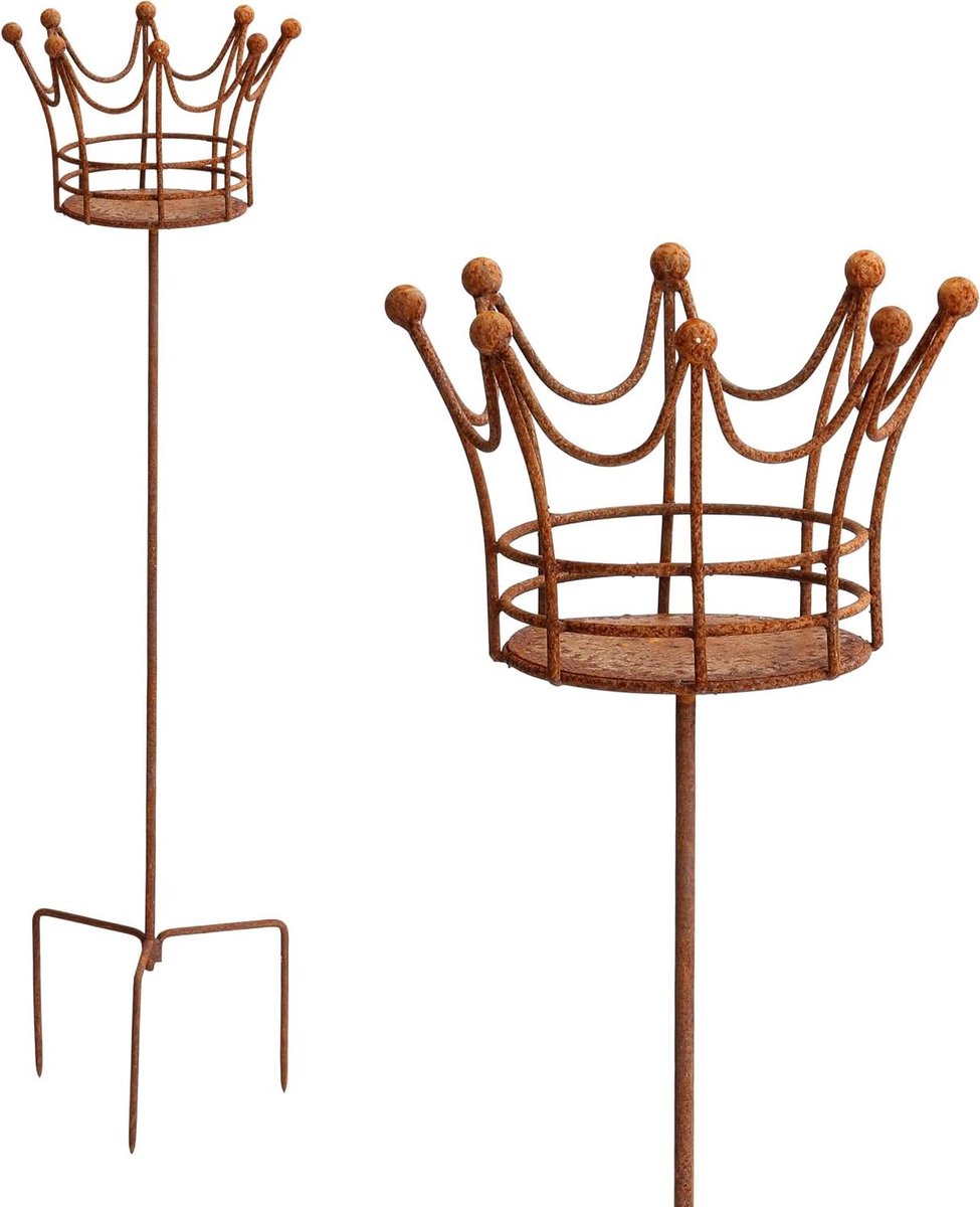 Kandelaar Bloemenhouder - Tuindecoratie Kroon - Buiten Decoreren - Roestdecoratie Staaf - 106 cm hoog - Bruin