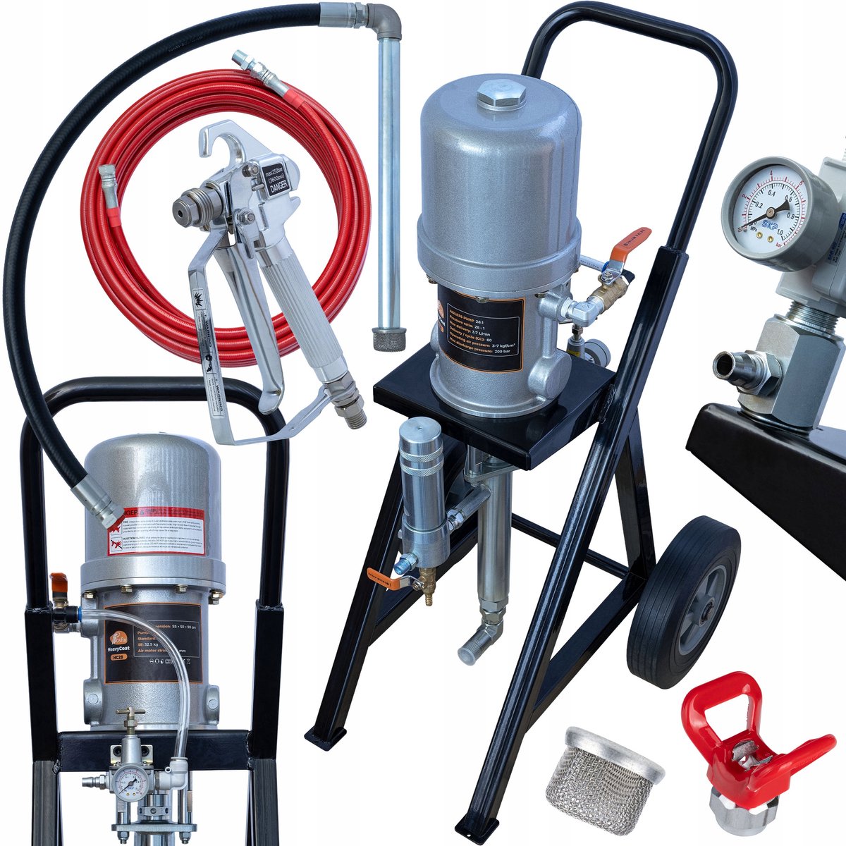 Rosfix Airless Verfspuit HC28 Pneumatisch - 28:1 Precisie - 200 Bar, 3,7 L/min - 15 M Slang
