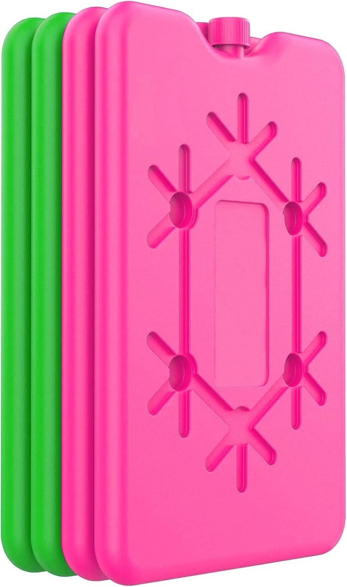Koelrugzak - Rood en Groen - 16,2 x 11 x 1,4 cm - Ultradunne Herbruikbare Koelaccu's met Hardgel - Voor Outdoor en Lunchboxen