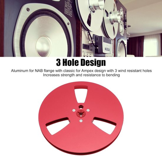 Lege Tapespoel - Aluminium Spoel - Geluidsopname - 3 Gaten Ontwerp - 7 Inch Diameter - Rood — afbeelding 5