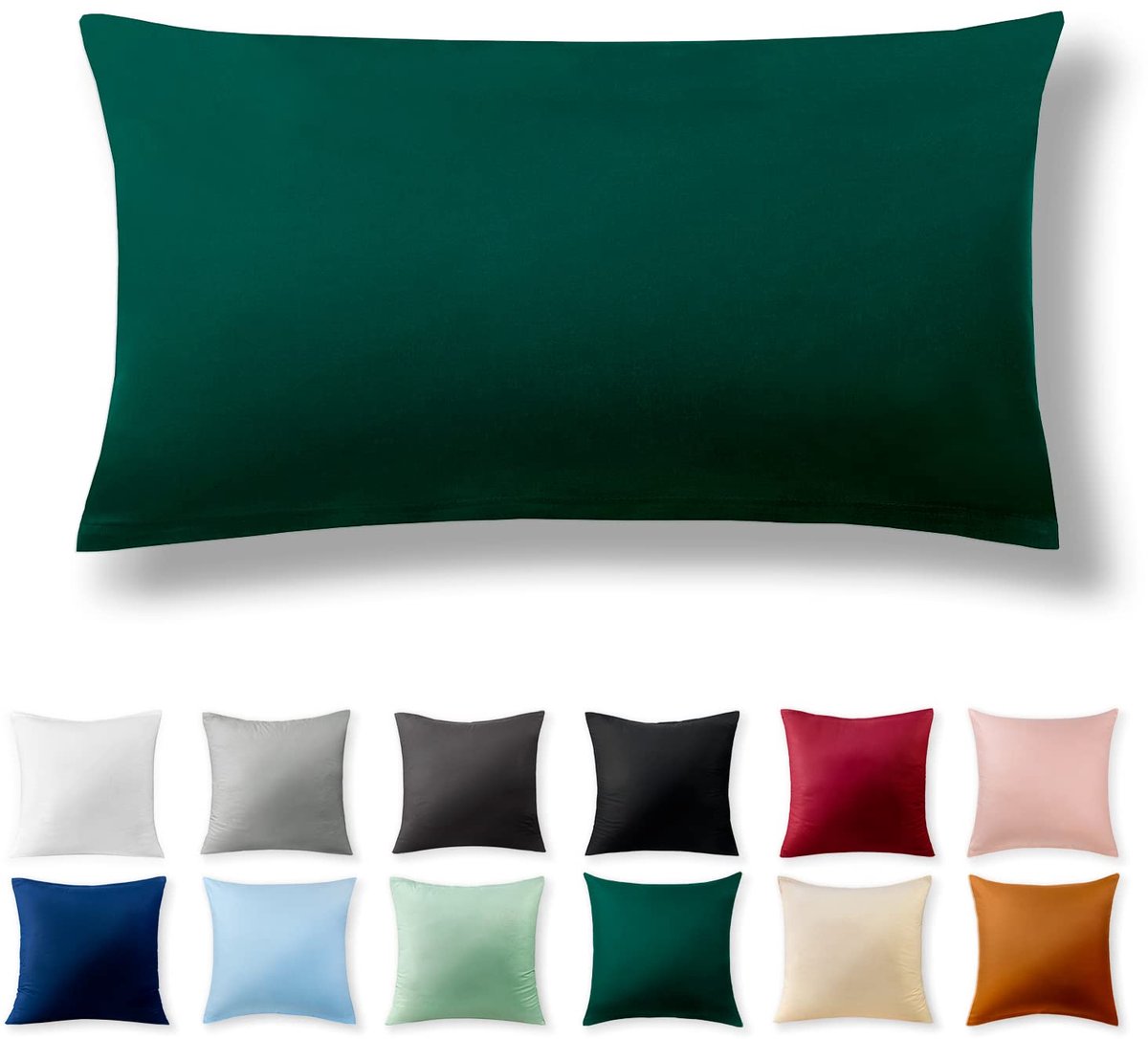Kussenbezug 40 x 80 cm - 100% Katoen met Verborgenzipper, Donkergroen