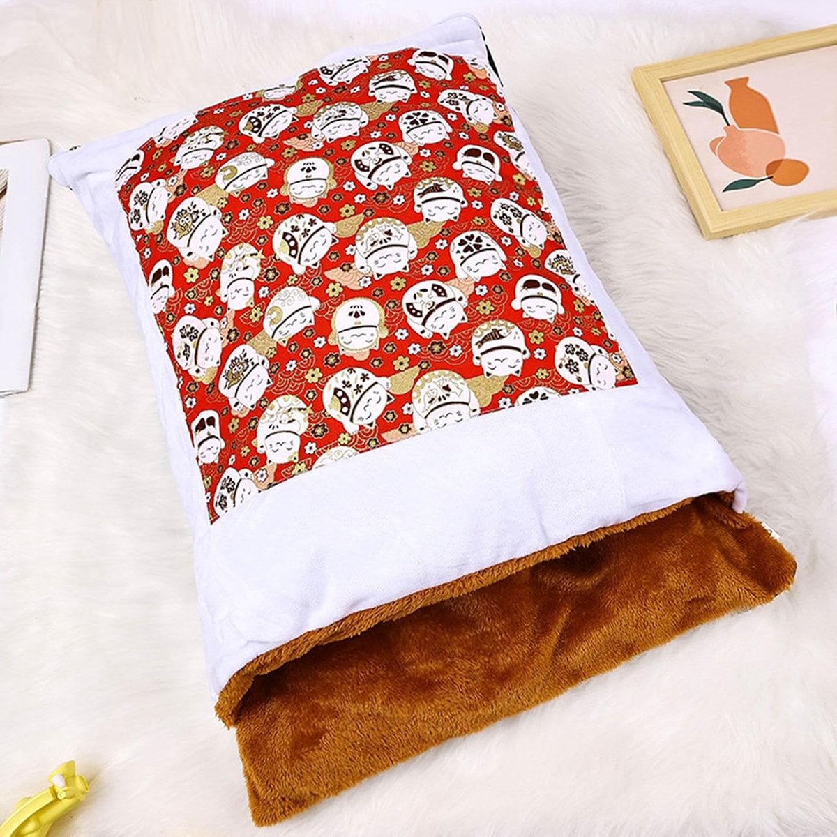Katten Slaapzak - Kattenbed Huis - Warmte en Comfort - Afneembare Buitenstof - Large 65 x 50 cm - Rood