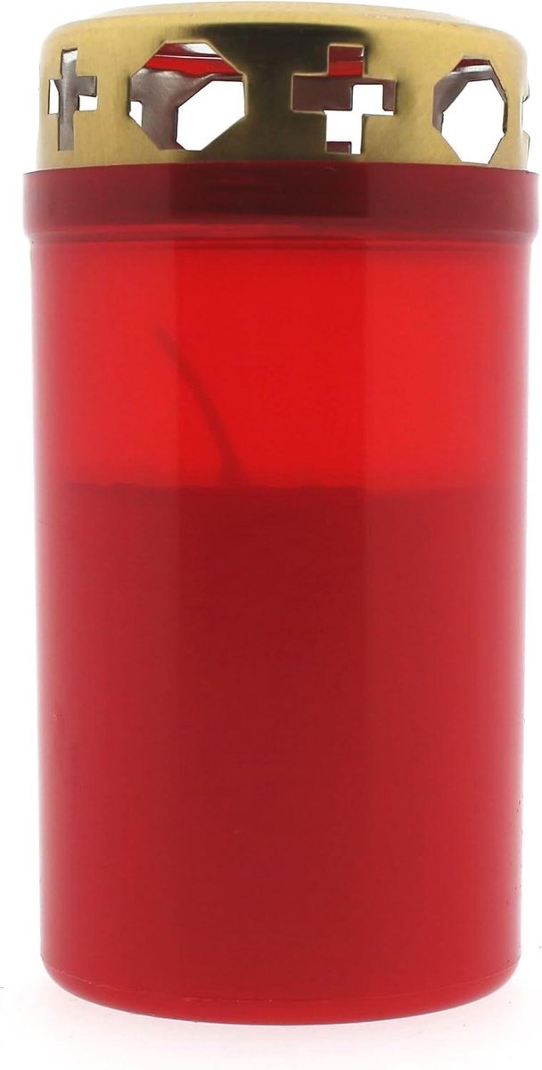 Grafkaarsen met Deksel - Herdenkingslichtjes Rouwkaarsen - Herdenken Geliefden - Ongeparfumeerd Duurzaam Vlam - 10.5 cm Hoog - Rood