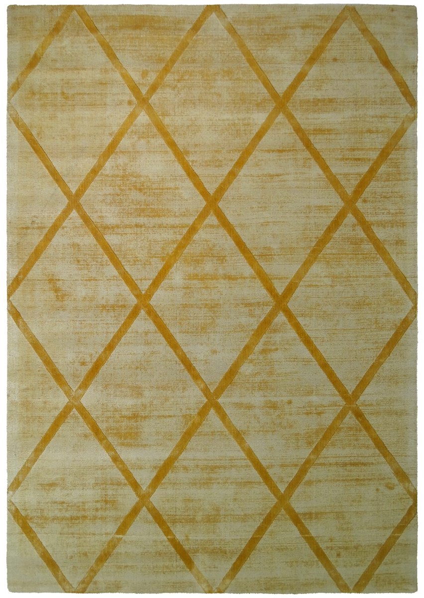 Padiro laagpolig vloerkleed 160 x 230 cm - geel - modern geometrisch patroon - geschikt voor vloerverwarming - van viscose