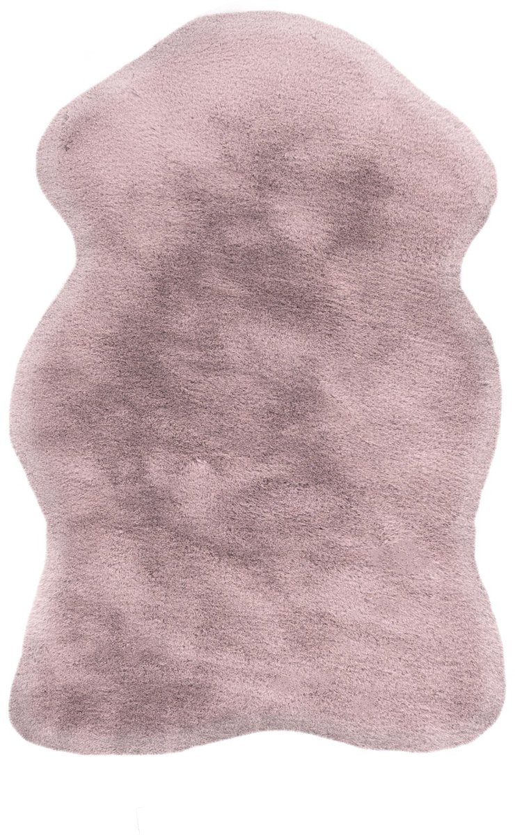 Padiro hoogpolig vloerkleed 60 x 90 cm - roze - modern effen design - geschikt voor vloerverwarming - van polyester