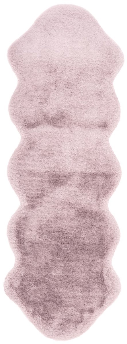 Padiro hoogpolig vloerkleed 60 x 180 cm - roze - modern effen design - geschikt voor vloerverwarming - van polyester