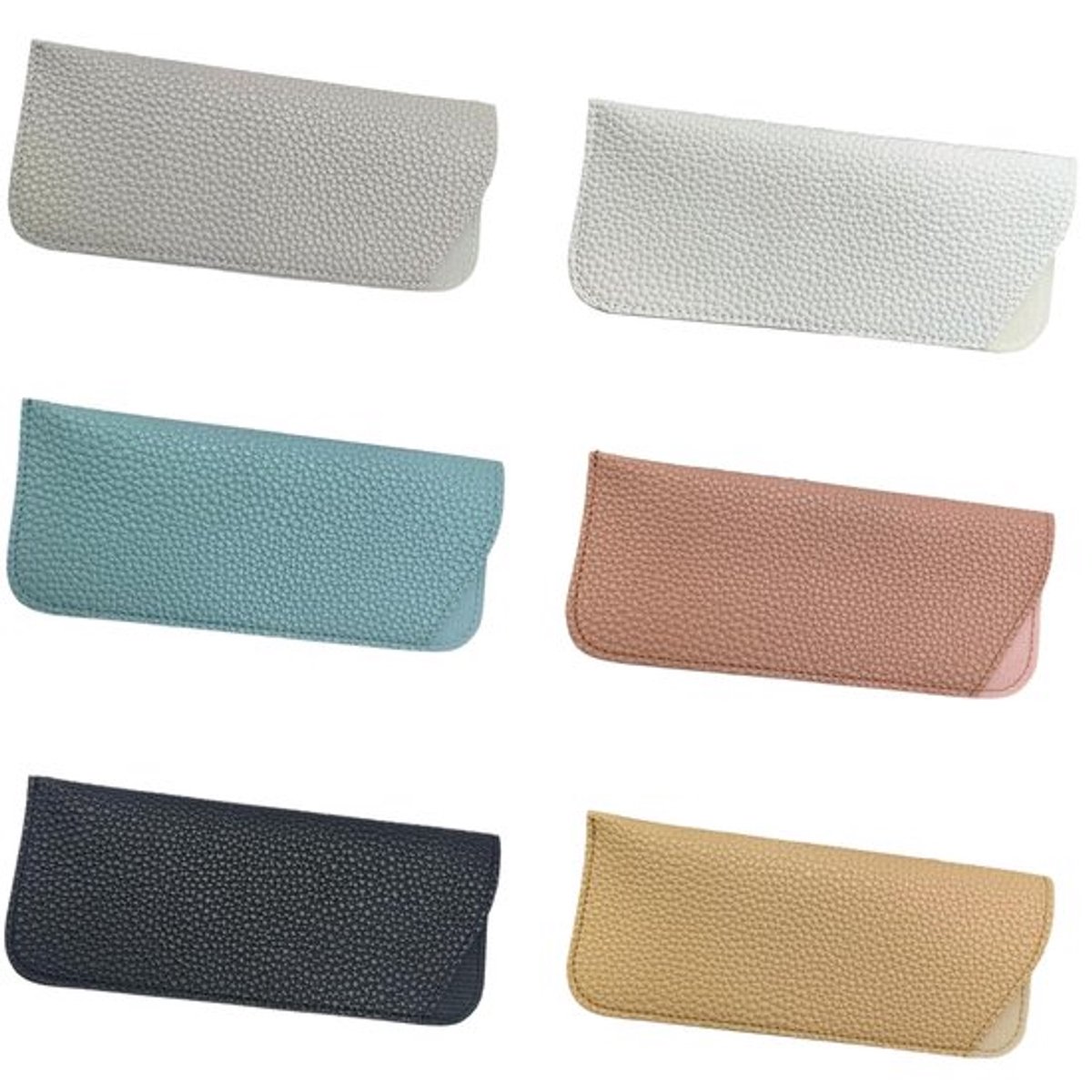 Brillenkoker Zacht - Set van 6 - Draagbaar - PU-leer - Geschikt voor Zonnebrillen - Handig Formaat 17,5 × 7,5 cm - Brillenetui