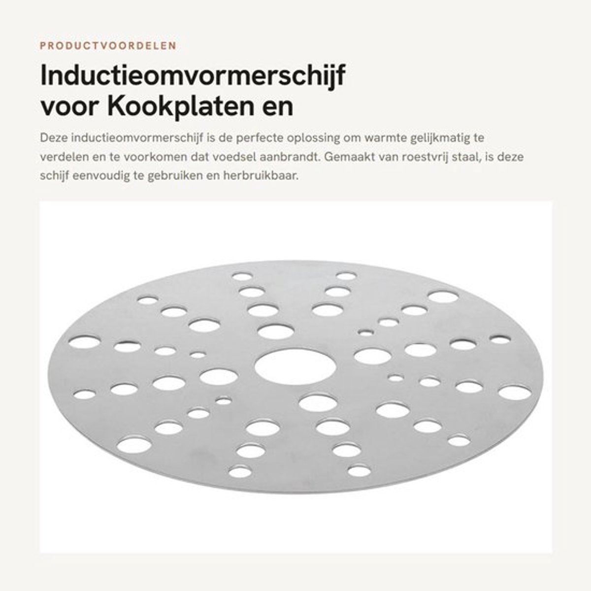 Warmte Diffuser Roestvrij Staal - Inductie Kookplaat Adapter - Gelijkmatige Warmteverdeling - Voorkomt Brandend Voedsel - Duurzaam en Herbruikbaar - Eenvoudig in Gebruik