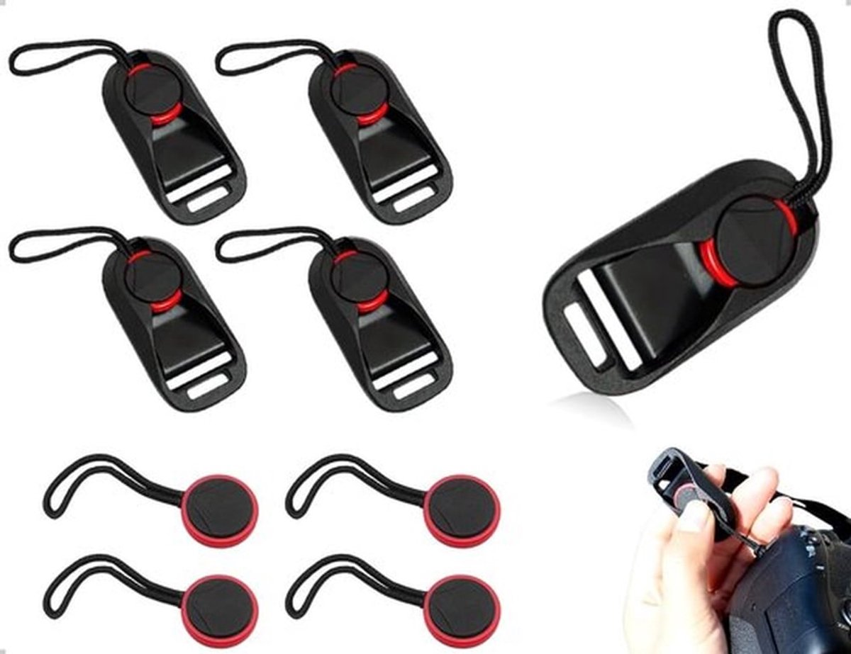 Snelsluitgespen Set van 4 - Camerariem Adapter - Bevestigingsringen - Draagvermogen - Versterkte Nylon Band - Comfortabele Pasvorm
