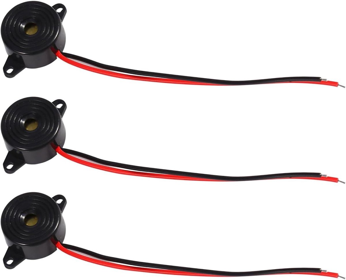 Actieve Piëzo Zoemer - Elektronische Sirene Zoemer - Waarschuwingssignalen Geven - Continu Geluid - 3 stuks 23mm - Zwart
