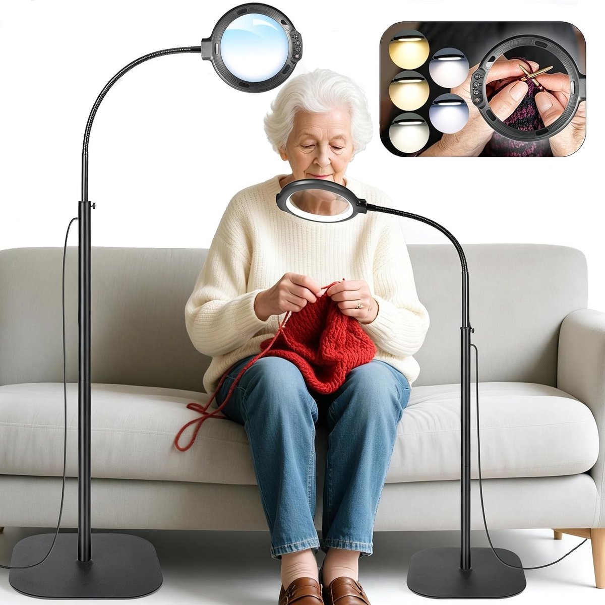 Loepbril - Zwanenhals - 45 cm - LED Vergrootlamp met 10x Vergroting en 5 Kleurmodi - Voor Senioren en Hobbyisten