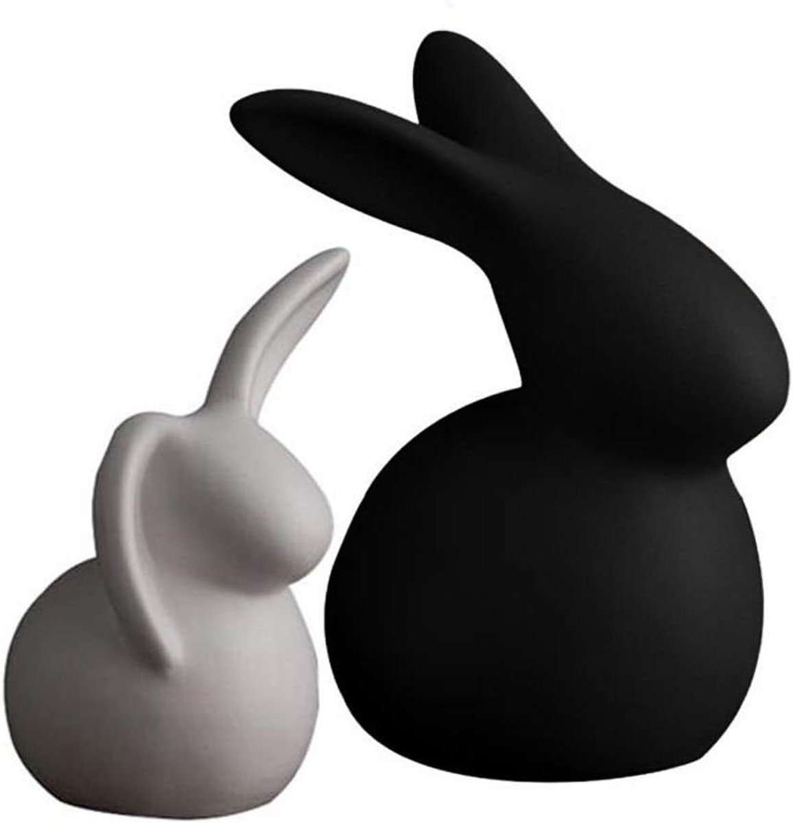 Paashaas Beeldjes - Keramische Konijnen - Paasdecoratie Huis - Set van 2 of 3 - Tot 26 cm - Zwart Wit